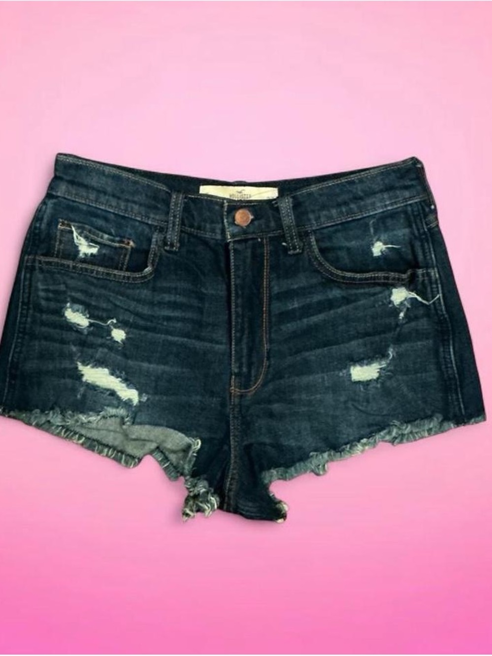 🦋Hollister Dark Blue Distressed Denim Shorts